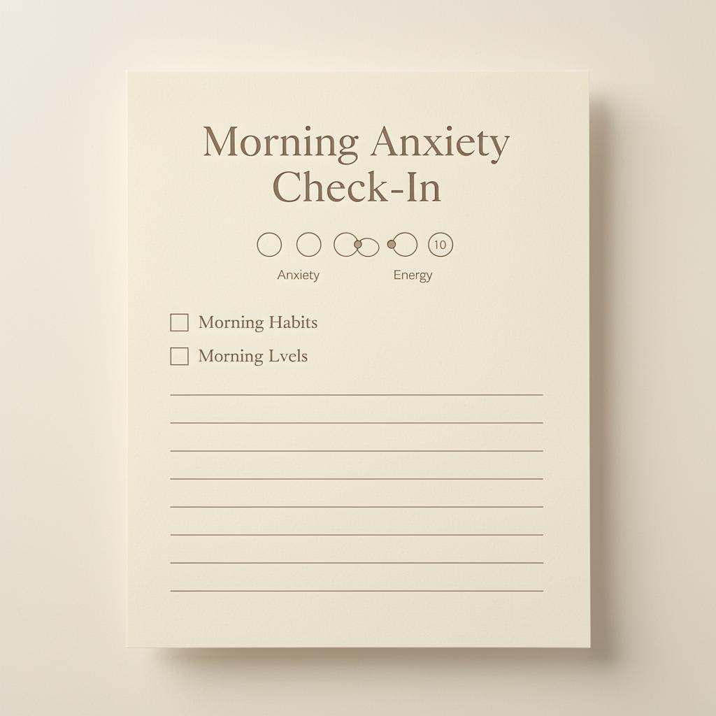Morning anxiety check-in tracker page preview from this guided journal for anxiety