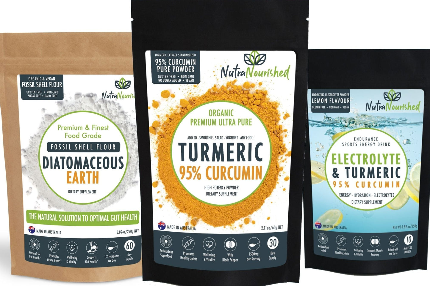 Good Gut Health and Faster Recovery with Fossil Shell Flour, Curcumin, and Electrolyte Powder
