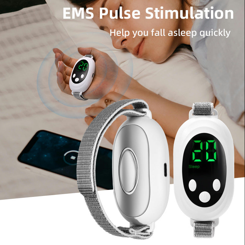 NNEDSZ Green Portable Sleep Aid Device - EMS Pulse Relaxation & Stress Relief Gadget with LED Display, Adjustable Wrist Strap