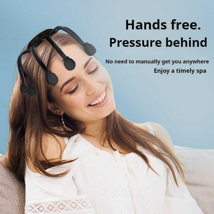 NNEDSZ Black Standard B model [5 modes + vibration + timing]  Multifunctional Electric Head Massager with 14 Nodes- Scalp Stress Relief
