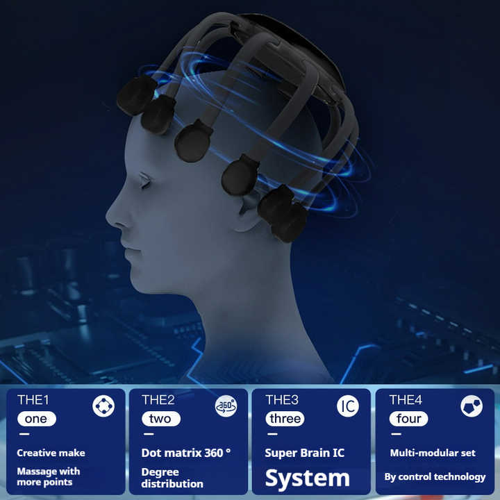NNEDSZ Black Standard B model [5 modes + vibration + timing]  Multifunctional Electric Head Massager with 14 Nodes- Scalp Stress Relief
