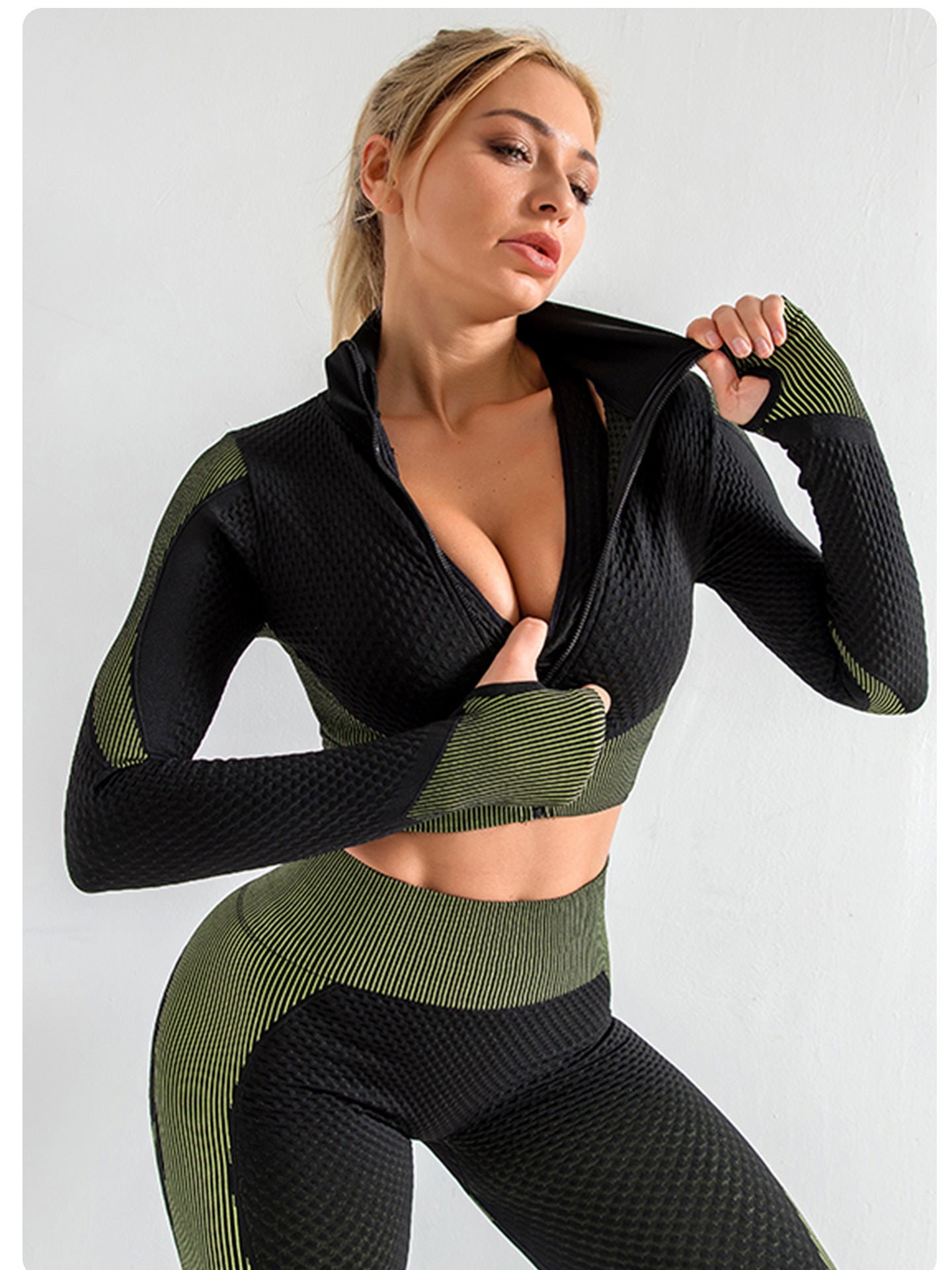 Elegant purple High Waist Yoga Set for Women - Sports Bra, Long Sleeve Shirt & Leggings 3-Piece Workout Set Size S