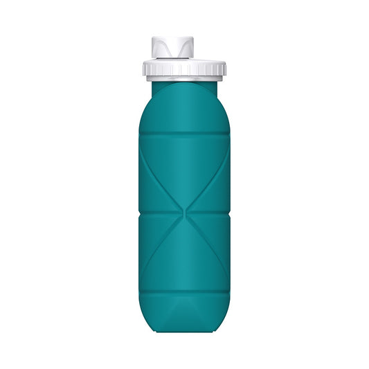 Blue-green Portable Silicone Collapsible Water Bottle - Foldable Sports Cup for Cycling and Outdoor Fitness