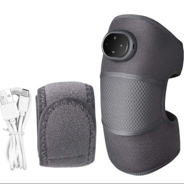 Rechargeable Heated Knee Massager Brace with Vibration & Adjustable Straps(Grey)
