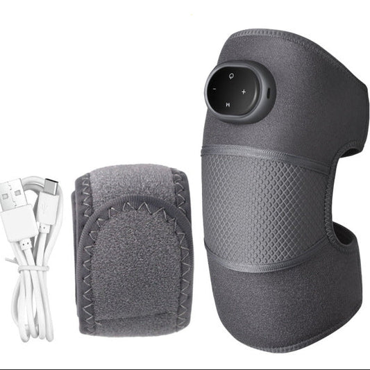 Rechargeable Heated Knee Massager Brace with Vibration & Adjustable Straps(Grey)